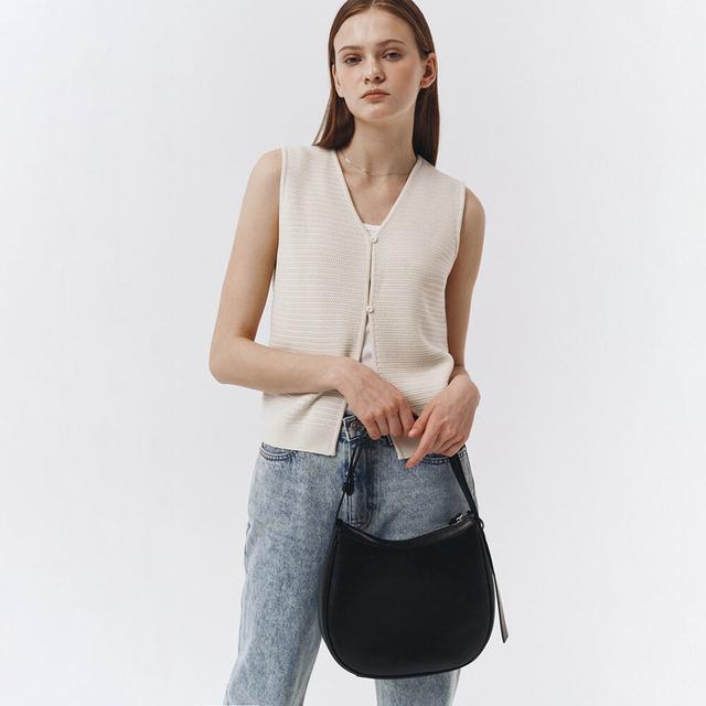 REVERSIBLE OPEN KNIT VEST CREAM_UDSW3B237CR