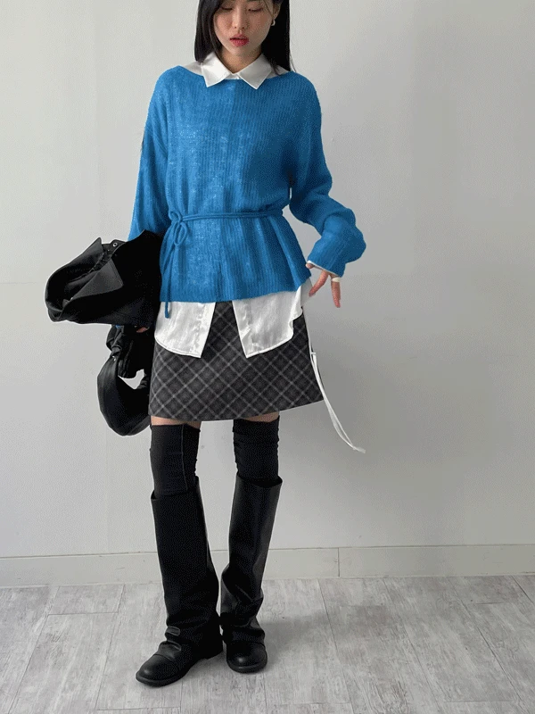 [스트랩SET] 레이 모헤어 보트넥 니트 (5C)