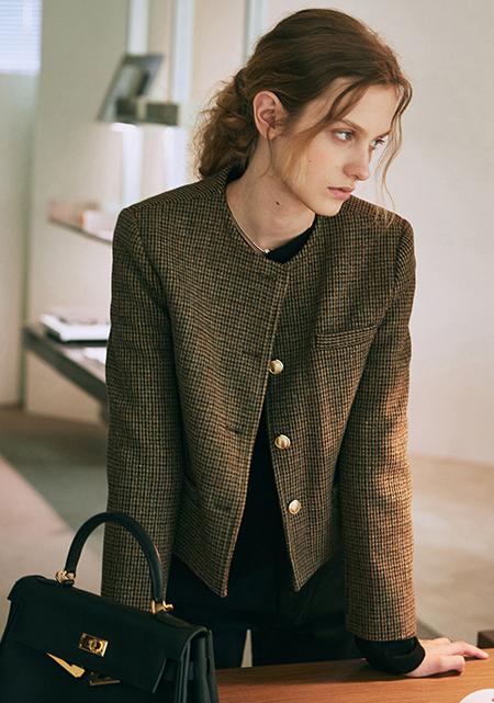 ANTIQUE CHECK JACKET_BROWN