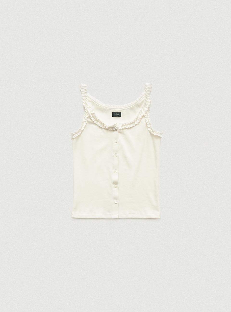 Lebeau Button Sleeveless Top_Ivory