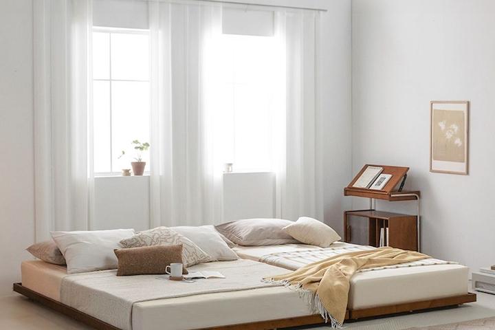 오프 저상형 무헤드 원목 침대 프레임 매트리스 깔판 (슈퍼싱글/퀸)