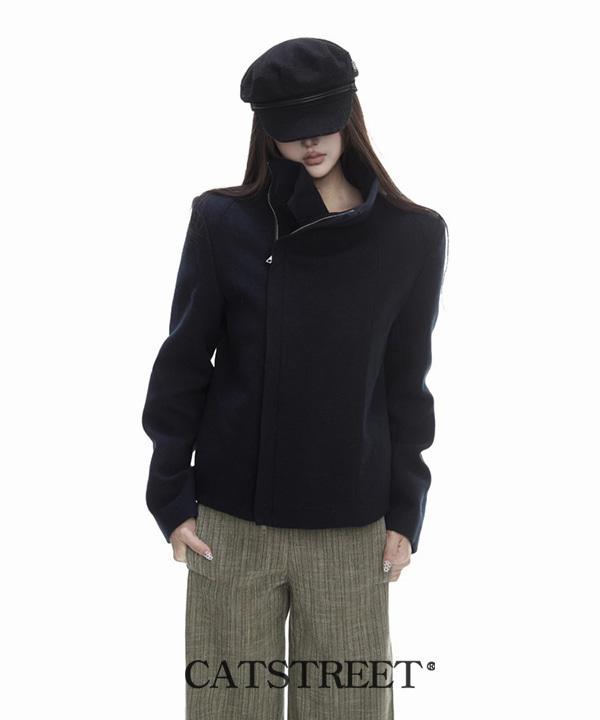 네이비 집업 숏코트