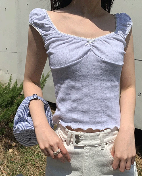 eyelet lace tee / 2color