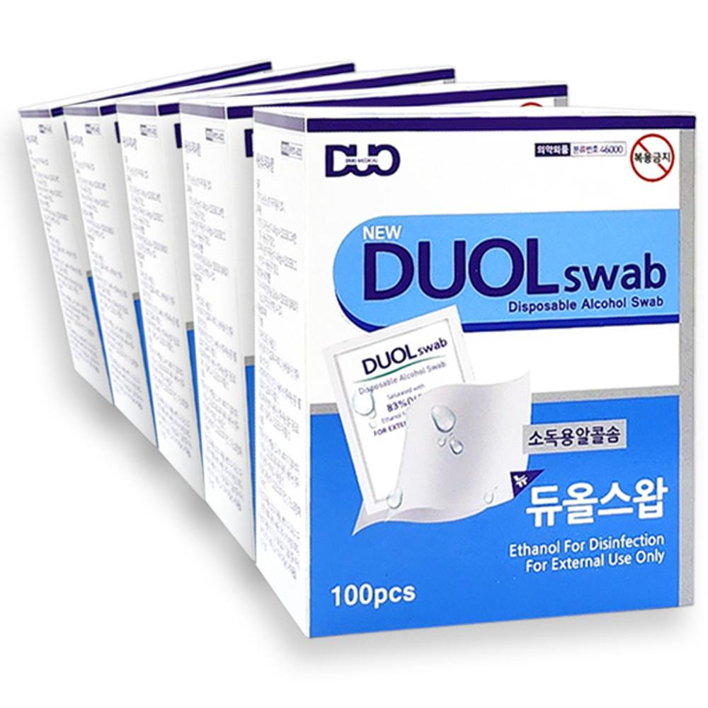 듀올스왑 100매입 5박스 소독용 알콜솜 국산