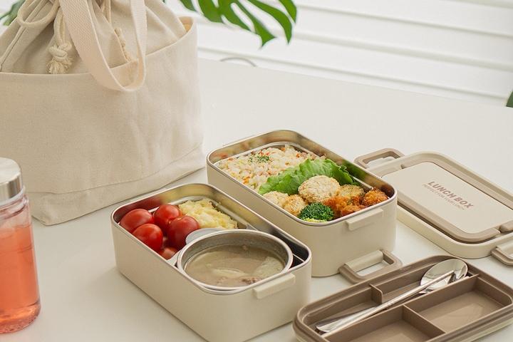 2단 스텐 도시락통 직장인 전자레인지 런치박스 소풍도시락 가방포함