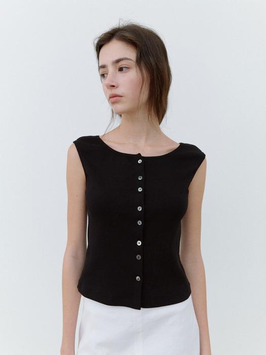 [단독] Mer Buttoned Top in Black