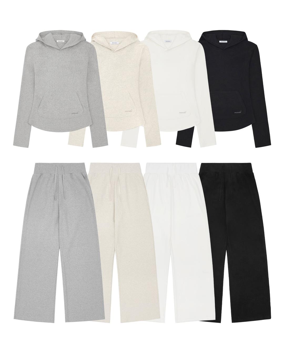 [SET] W 베이직 슬림 후드 & W 베이직 하이웨스트 스웨트 팬츠