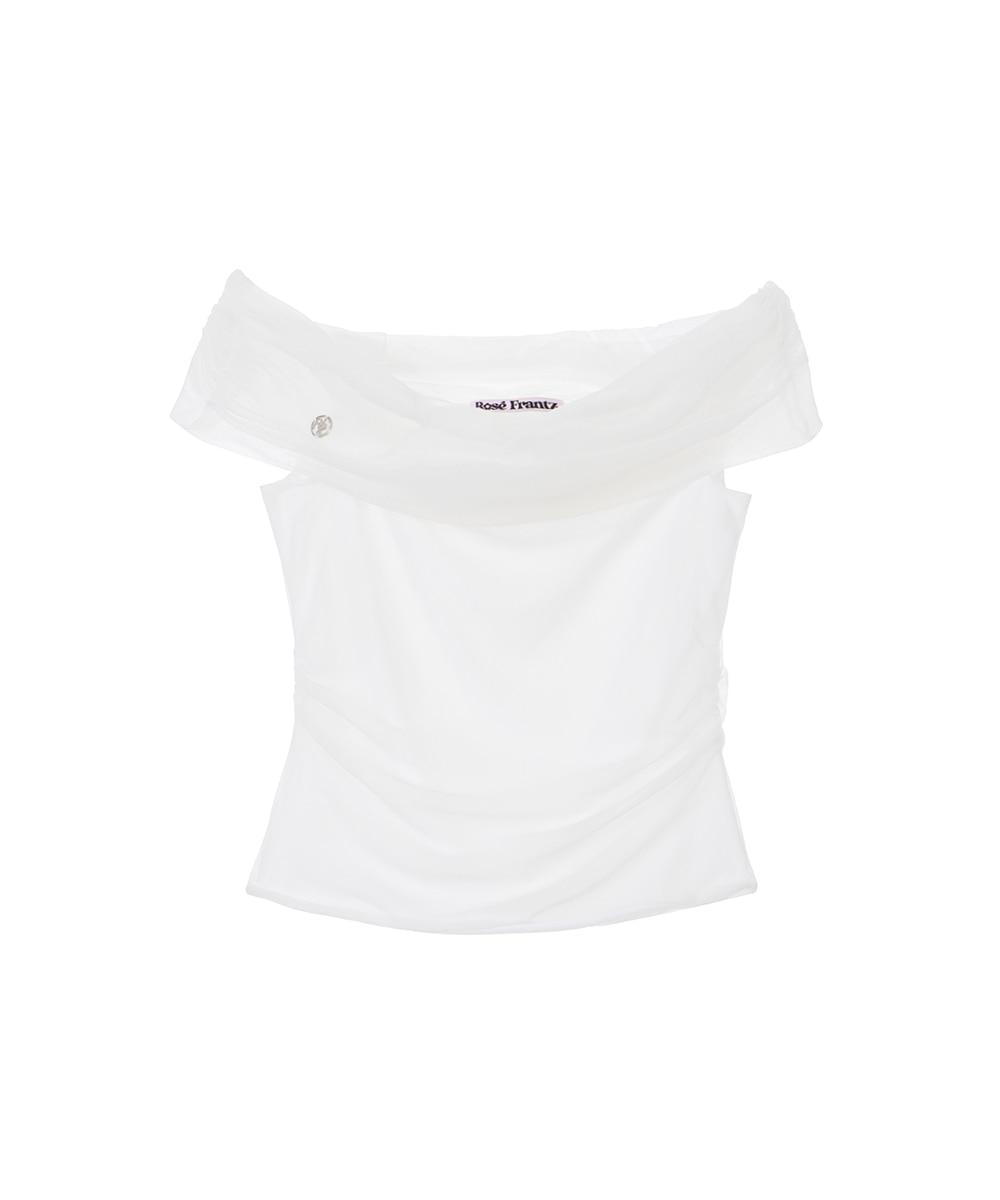 [6/10 예약발송] Sha Layered Off Shoulder T-shirt [White]