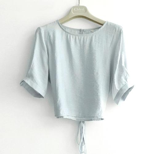 크롭 끈 반팔 블라우스