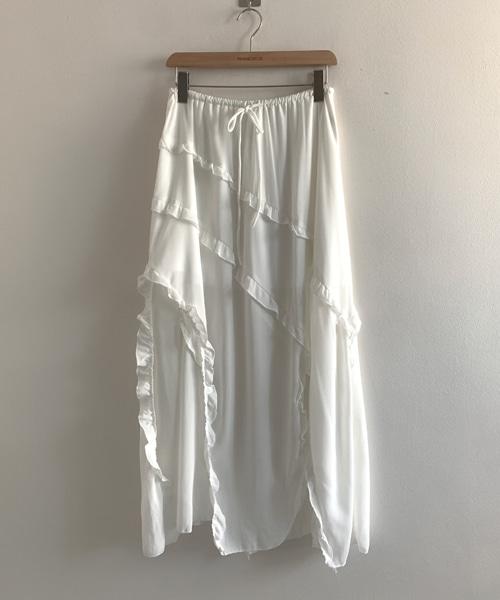 (Vintage)Unbalance Frill Lace Long Skirt