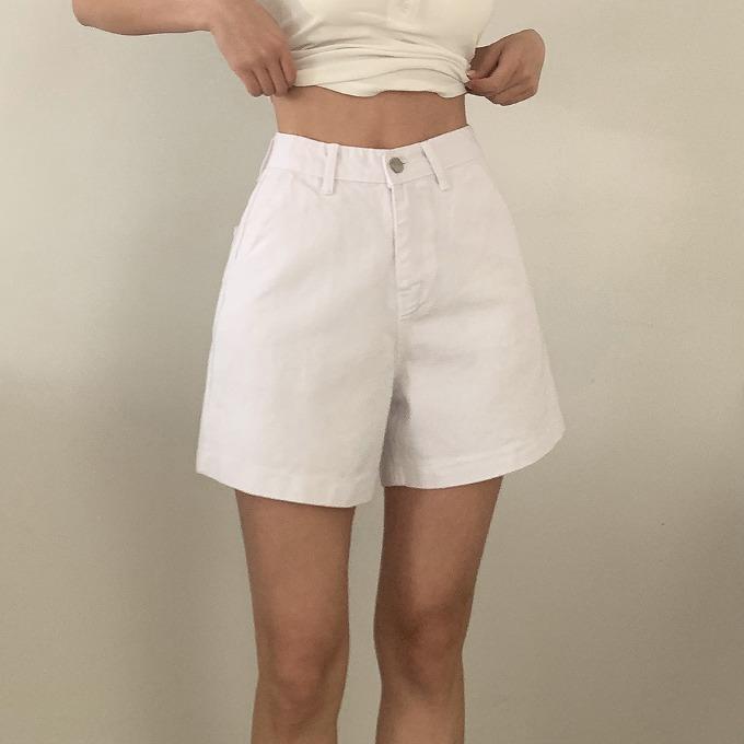 블림핏 [당일출고] #XS-XL [MADE] 블림진 제브 A라인 4부 코튼 와이드 반바지 (하이웨스트 베이직 화이트 블랙 여름 숏팬츠)