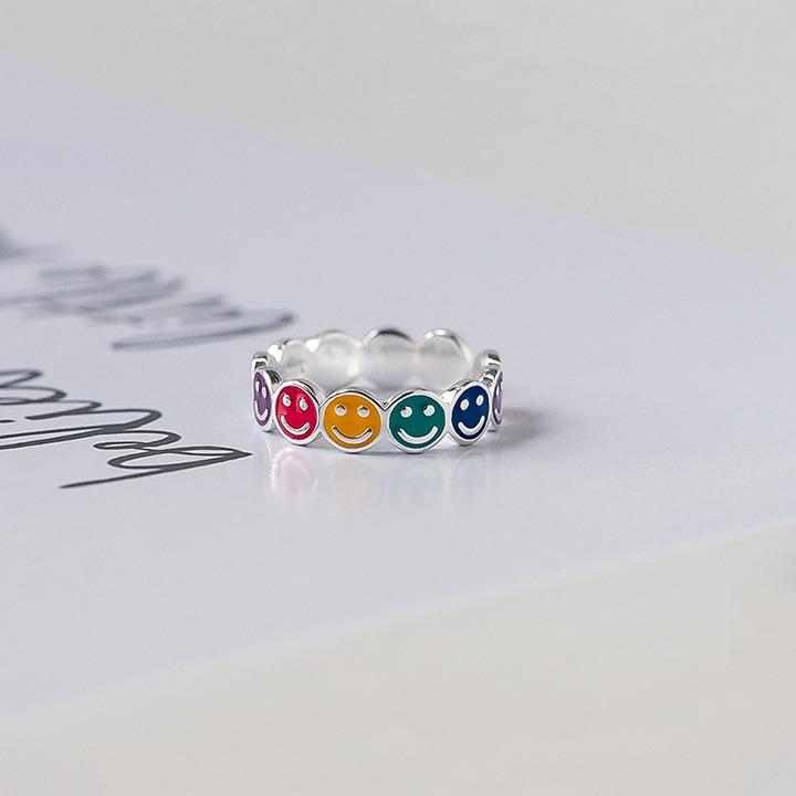 [925 Silver] 스마일 레인보우 반지 보넥도 태산 보이넥스트 도어 BOYNEXTDOOR