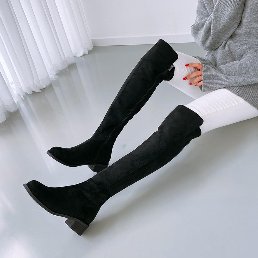 로렌 슬림라인 스판 싸이하이 롱부츠 스웨이드 인조가죽 255