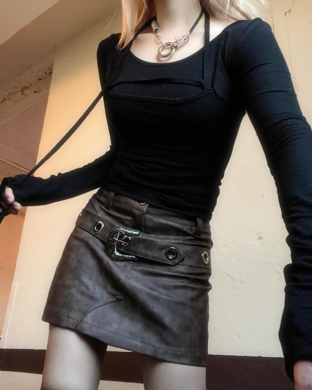 뉴트로 스트랩 초커 슬림티