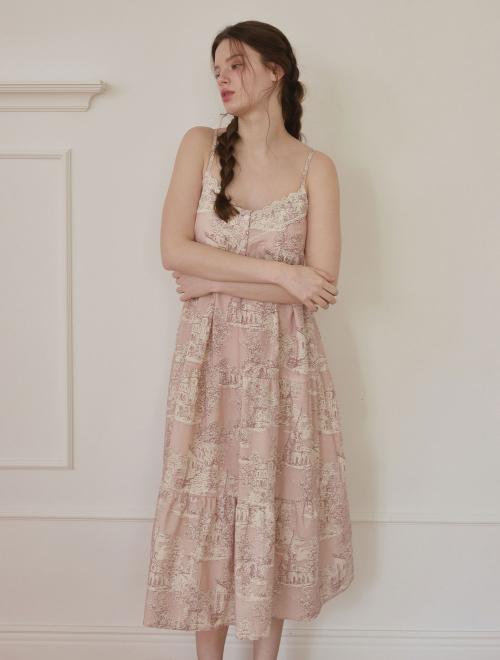 여성 마델 코튼 끈소매 원피스 잠옷