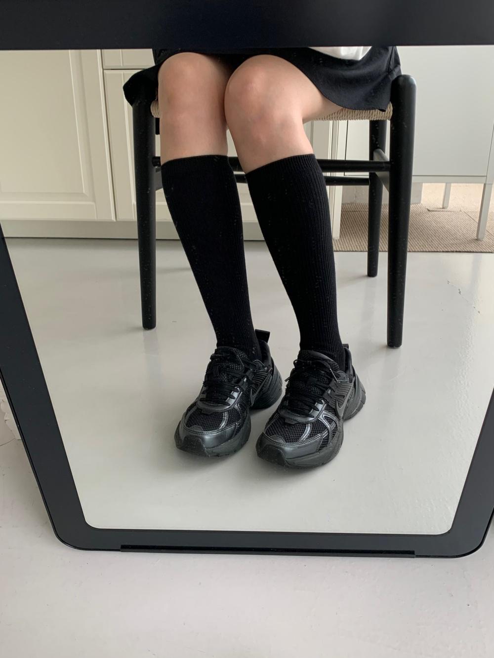 르라니 베이직 골지 니삭스 롱 양말 여성 반타이즈 반스타킹 (3color)