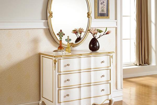 둥근 엔틱 마호가니 원목 수납 서랍장 화장대세트