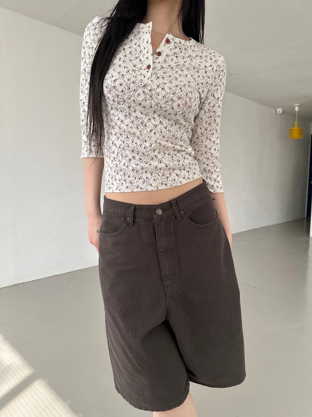 이너뮤트 flower henry-neck top (2color)