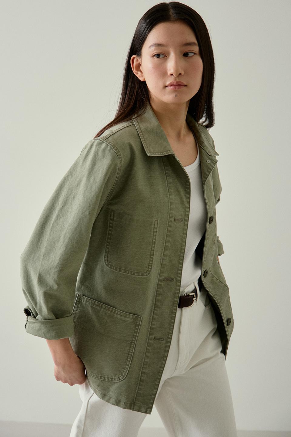 washed french work jacket (vintage olive) *3/6 예약발송