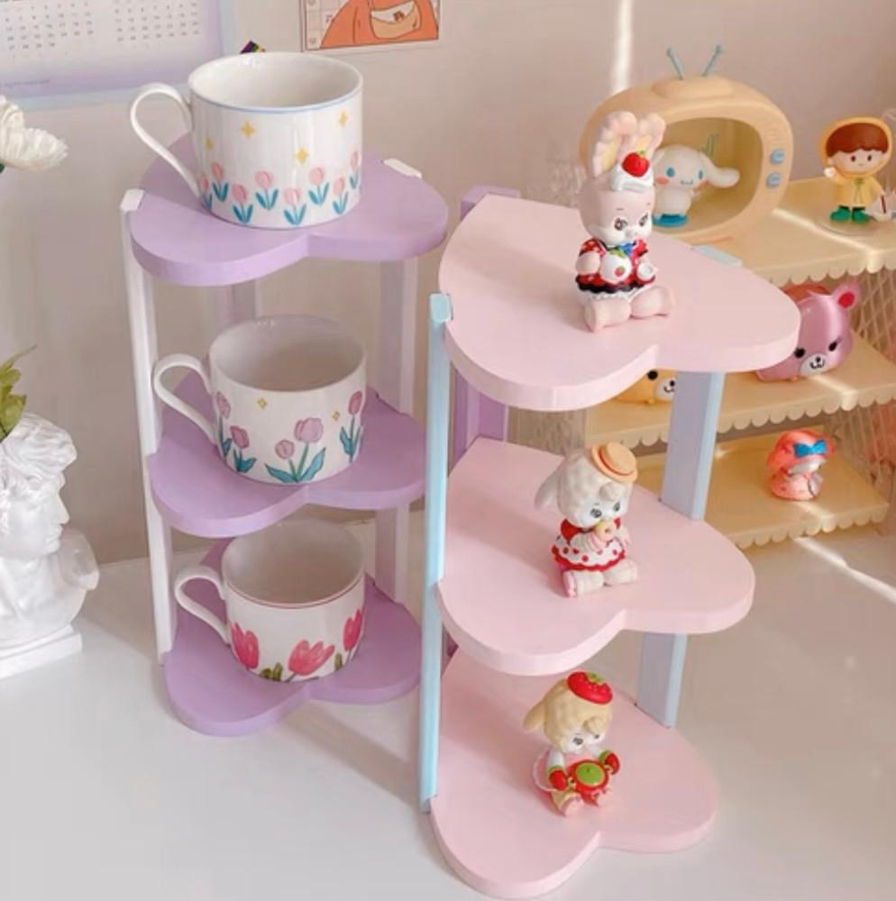 미니 하트 3단 선반 책상 수납 정리함 주방