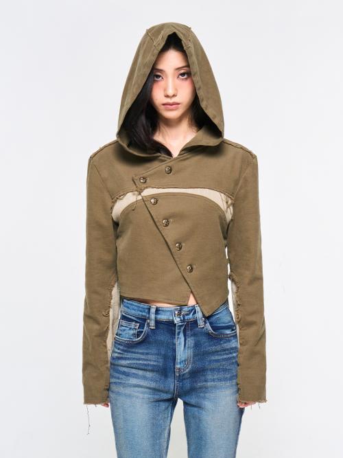 ASYMMETRY CHIC JACKET KHAKI
