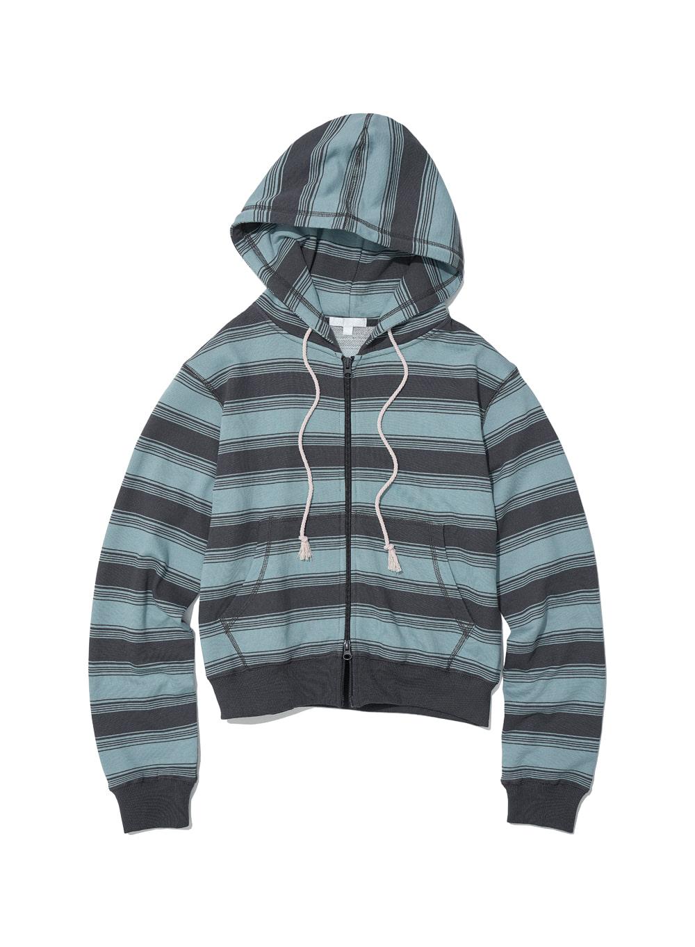 [WOMEN] PWC REGULAR FIT HOODIE ZIP-UP_CHARCOAL STRIPE