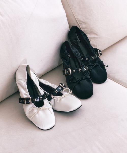 새틴 셔링 발레리나 플랫 3color