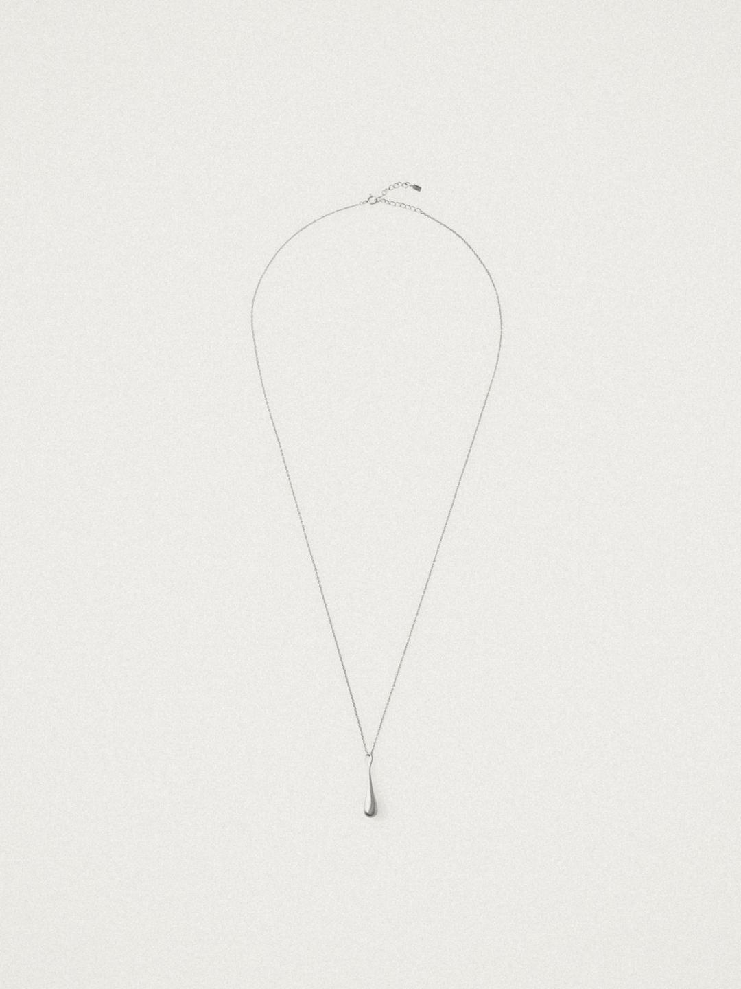 Zoe Teardrop Silver Pendant Necklace, Silver