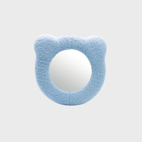 FLUFFY CUSHION MIRROR BEAR - BABY BLUE