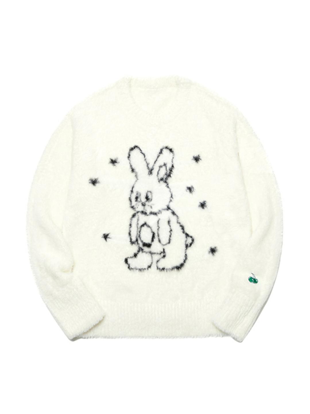 BLACK WITTY BUNNY JACQUARD KNIT [CREAM]