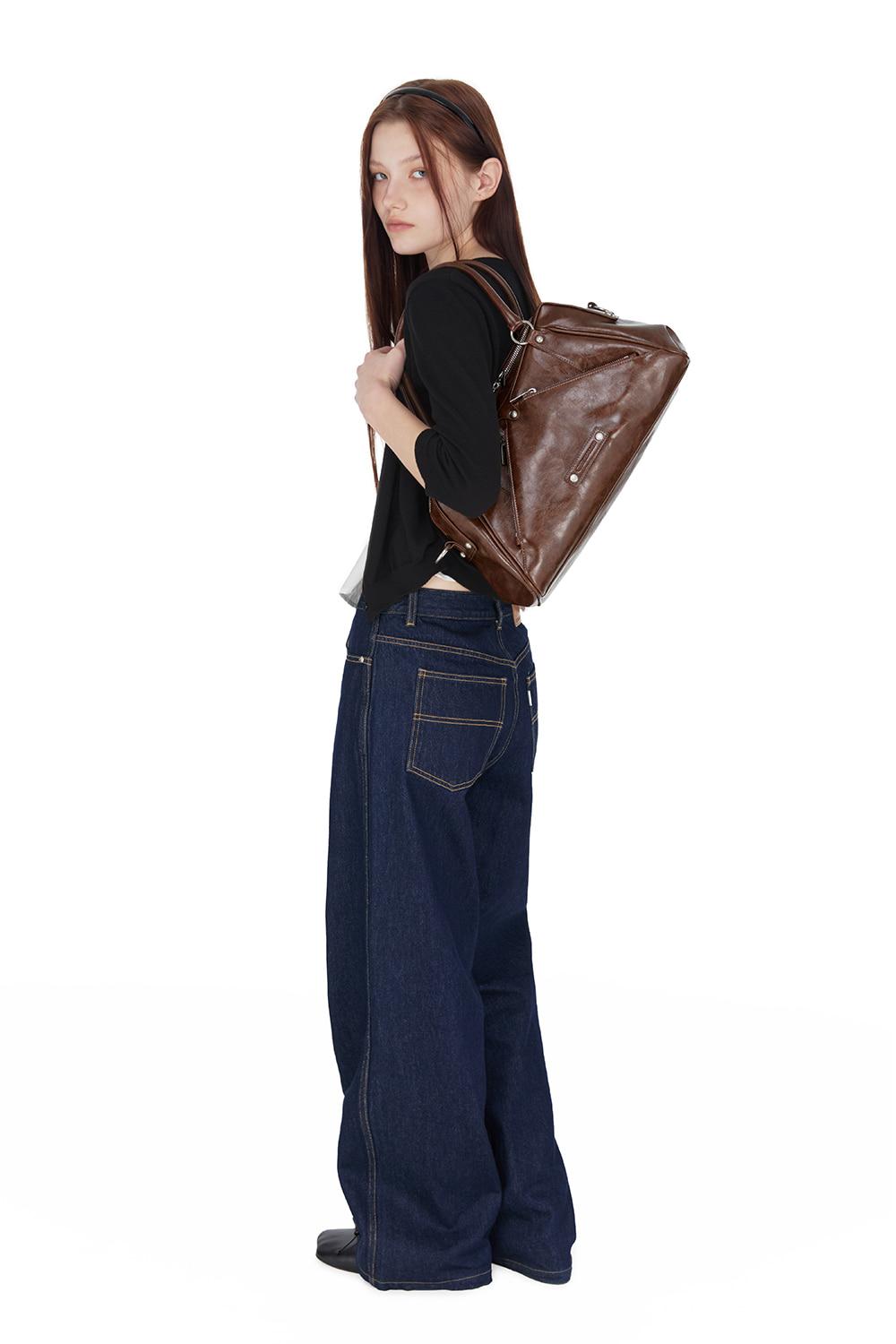 Faux Leather M.O.S Bag, BROWN