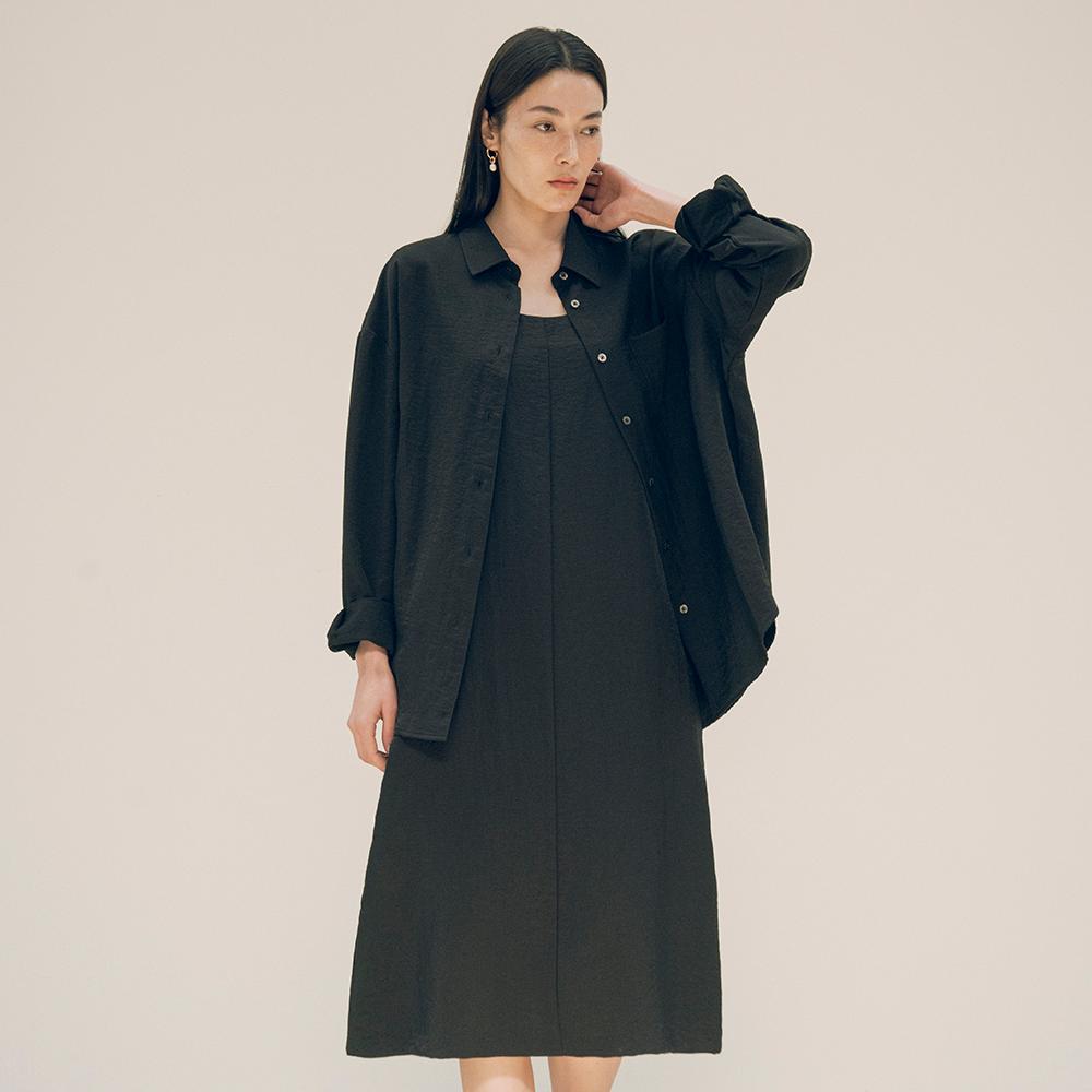 SITP5151 오버핏 라운지 실키 셔츠_Black