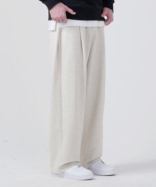 더블 핀턱 와이드 스웨트팬츠 오트밀