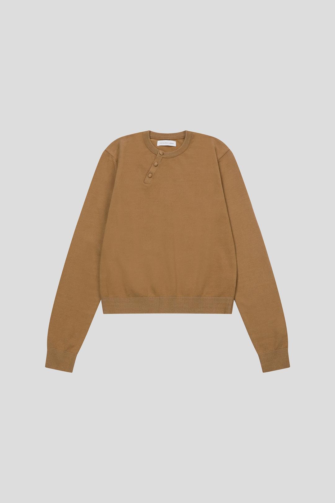 TILT HENLEY KNIT_CAMEL