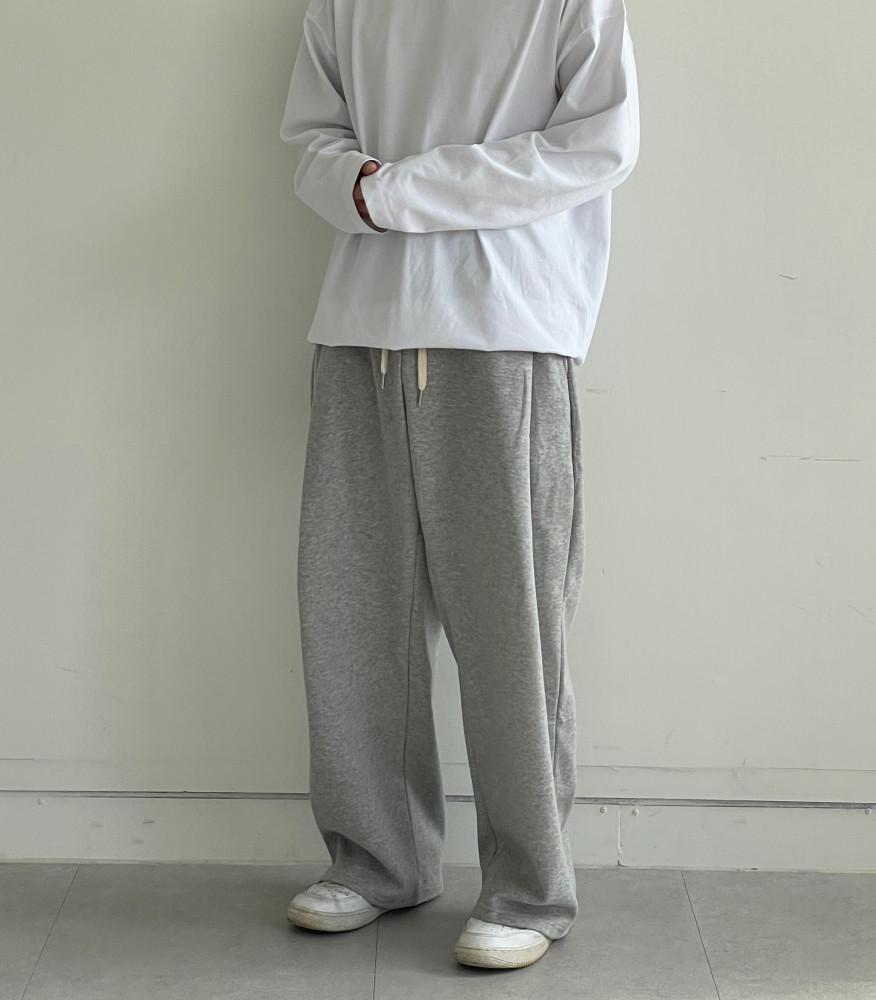 남녀공용 허리밴딩 사이드 원턱 핀턱 스웻 팬츠 츄리닝 트레이닝바지