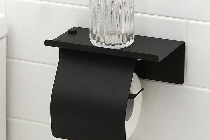 무타공 3M접착 선반 덮개형 라인 휴지걸이