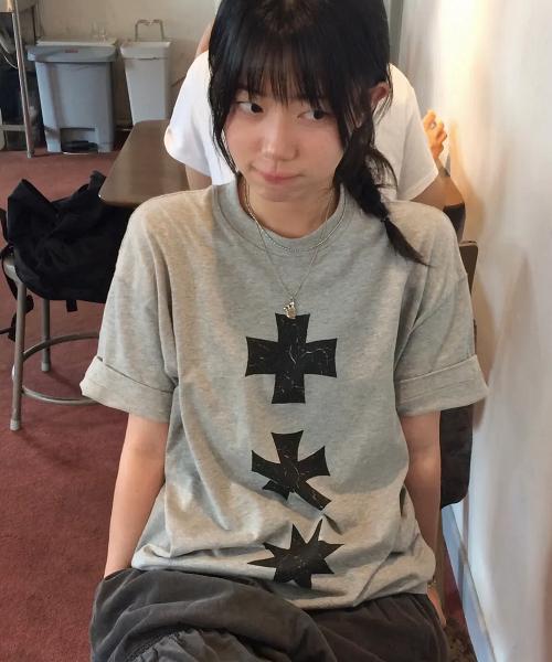 MM THREE SYMBOL LOGO T-SHIRTS (MELANGE GRAY)