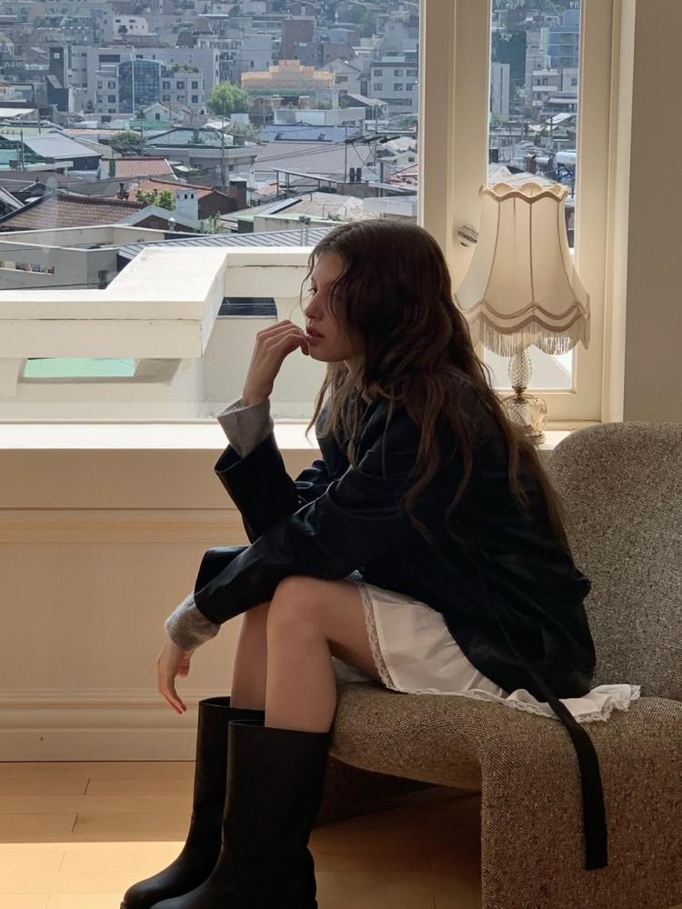 베르가못 레더 워크 자켓 카라 포켓 스트랩 가죽 jk (2col)