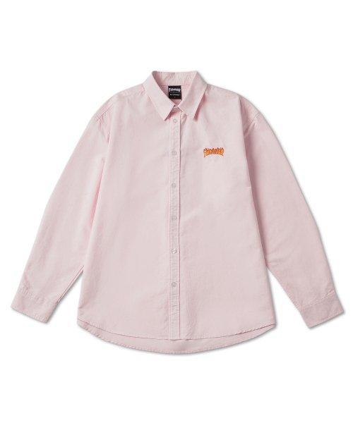스몰 플레임 로고 옥스포드 셔츠 핑크