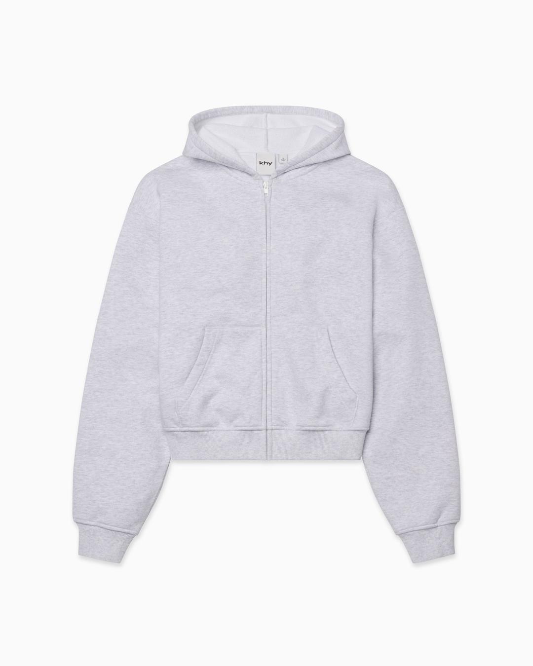 Fleece Zip Hoodie | Light Heather Grey - XS