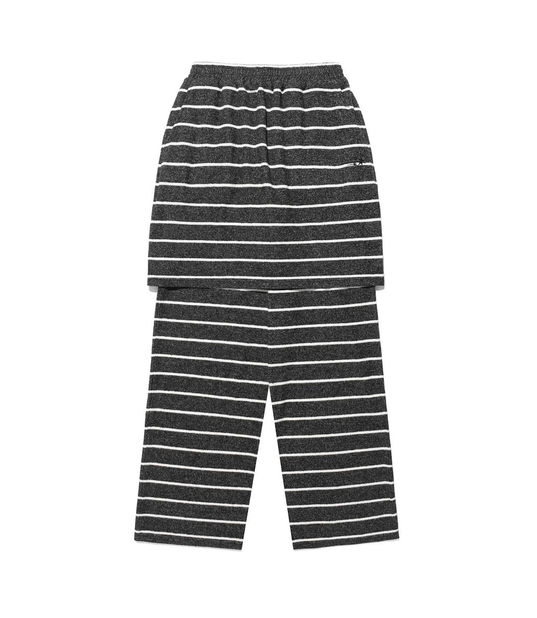 stripe layered skirt pants[charcoal]