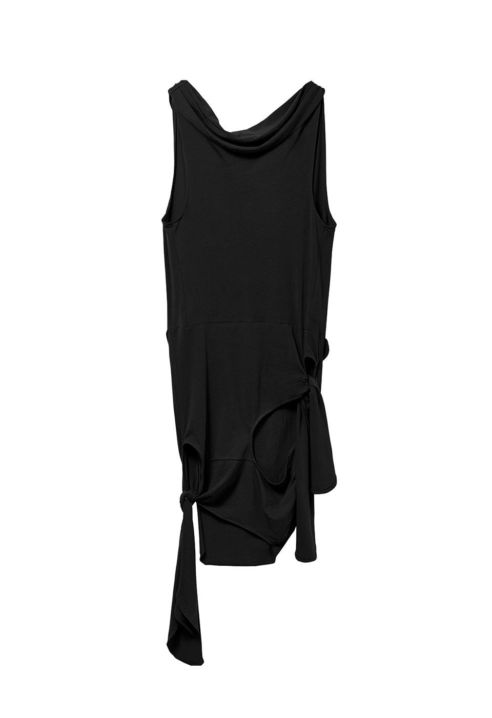 DECONSTRUCTED MIDI DRESS, BLACK