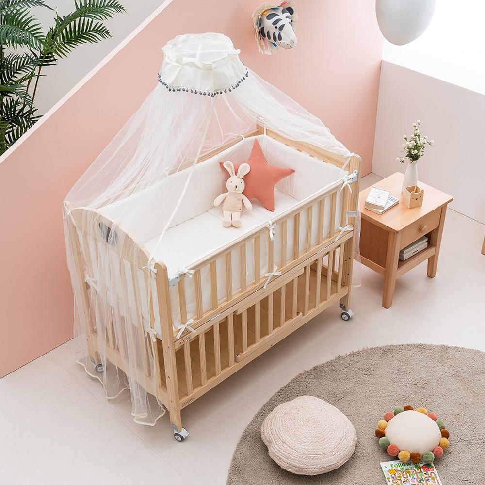 [쁘띠라뺑] 뉴 에코베어 범퍼 원목아기침대 (도트롤 범퍼세트PKG/토들러변형 가능)