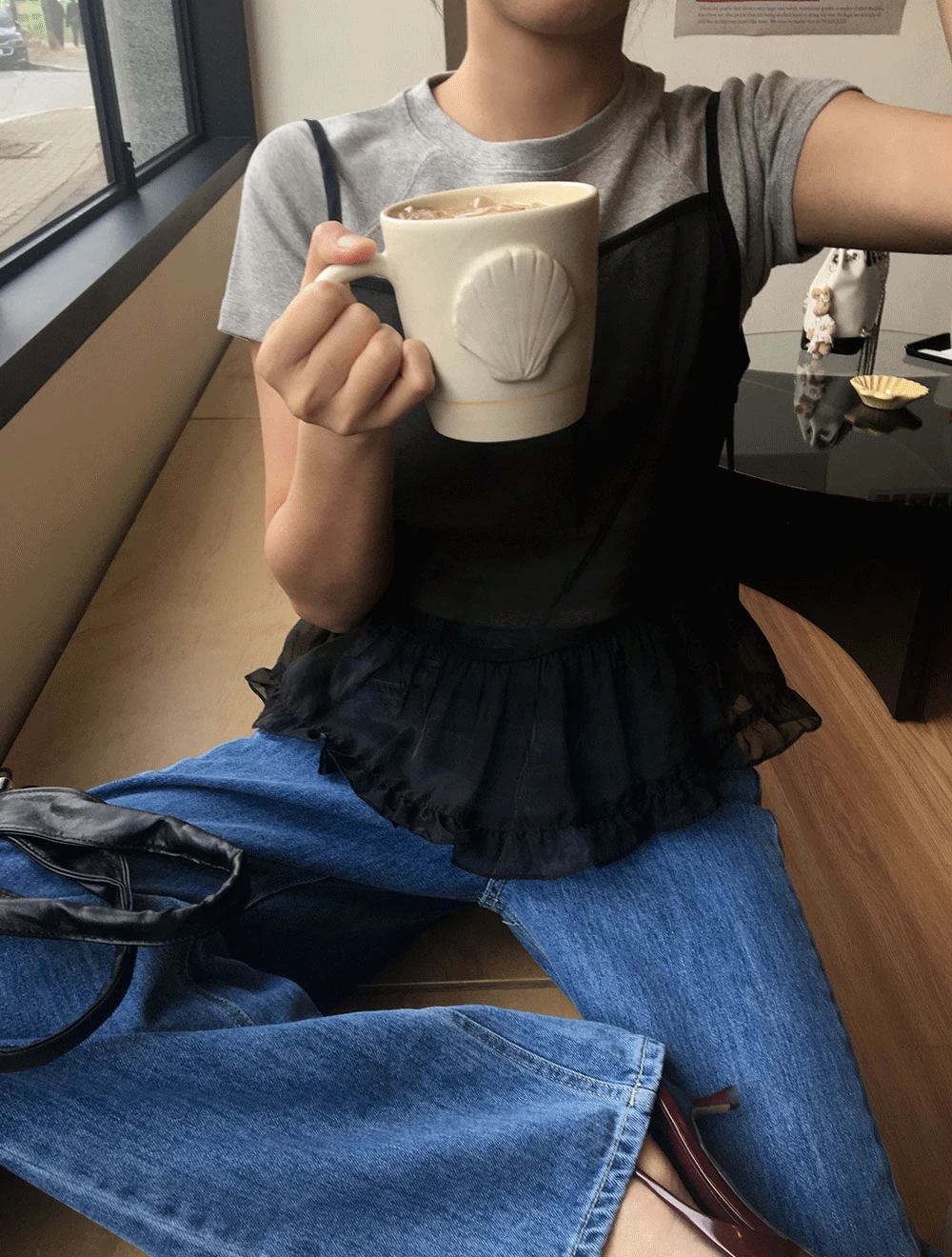 젤리 프릴 시스루 나시 (3color)