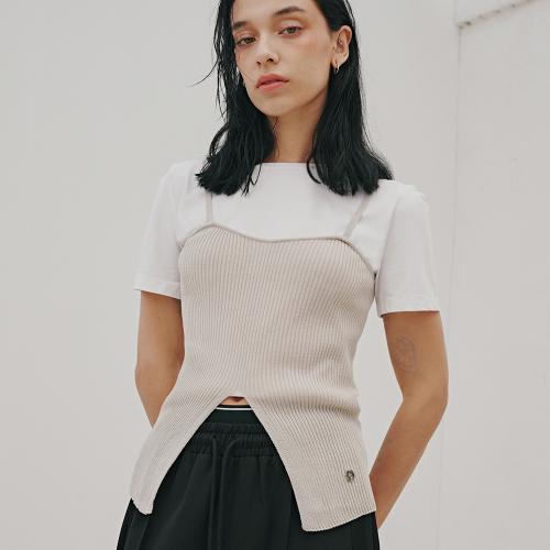 오디에르(ODER)  슬릿 골지 뷔스티에-그레이 - 사이즈 & 후기 | 무신사