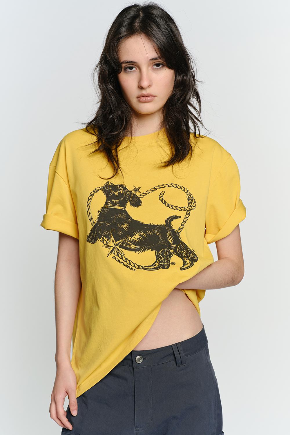 HEART DOG OVERFIT T-SHIRT, YELLOW