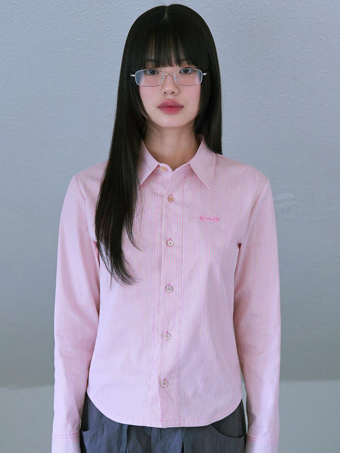 CROP SHIRTS (STRIPE/PINK)