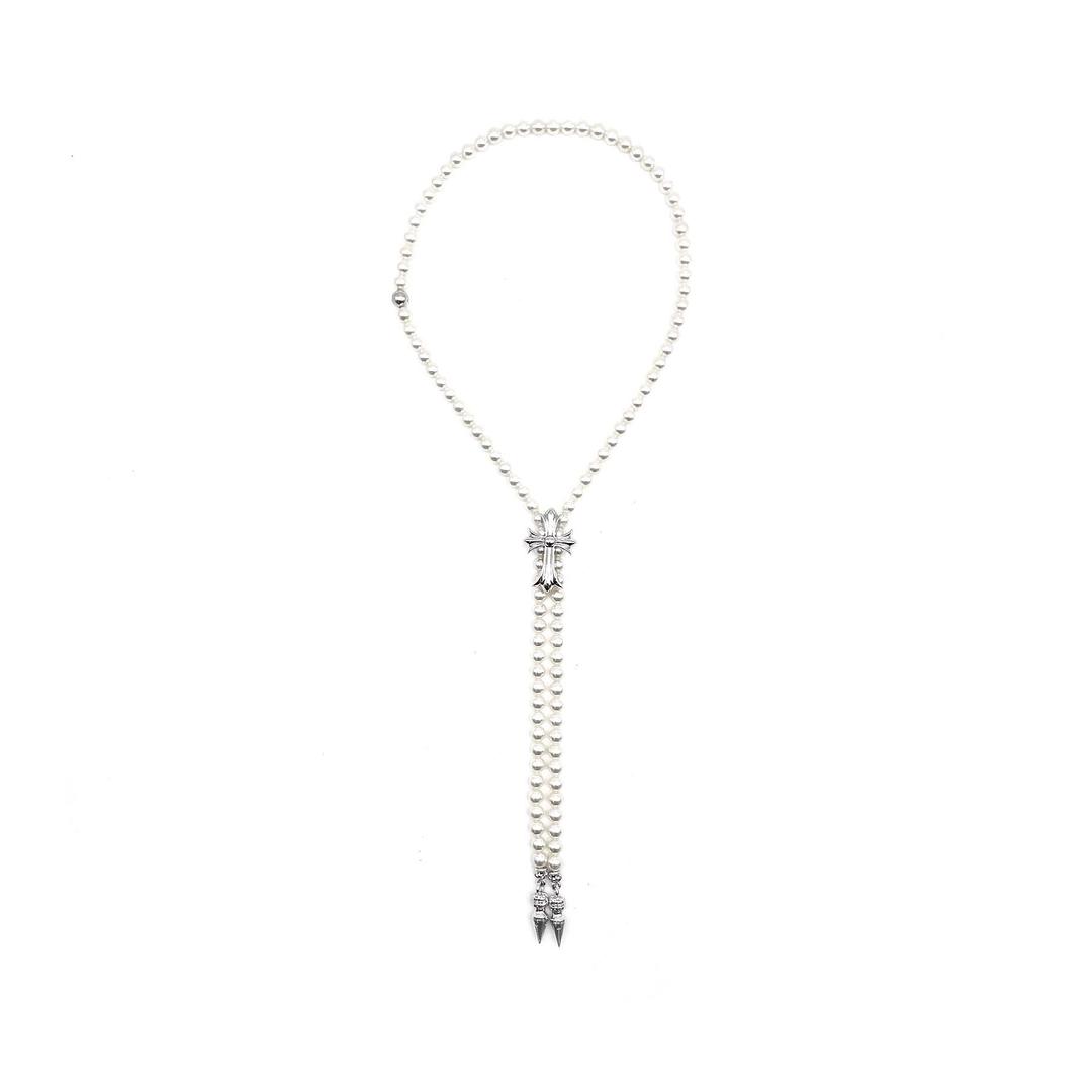 크롬하츠 미키모토 18K 화이트 골드 크로스 볼로 타이 목걸이