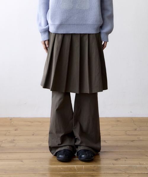 TCM skirt layered pants (brown)