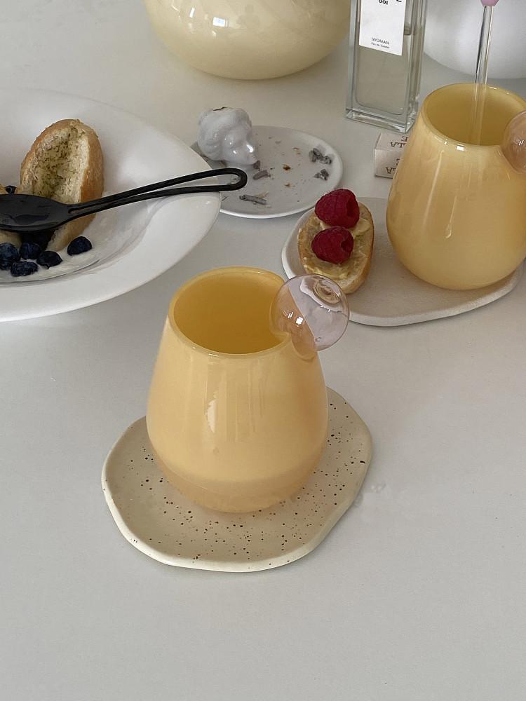 [모모피너츠] 모과 버블 글라스 홈카페 특이한 아이스컵 라떼 우유잔